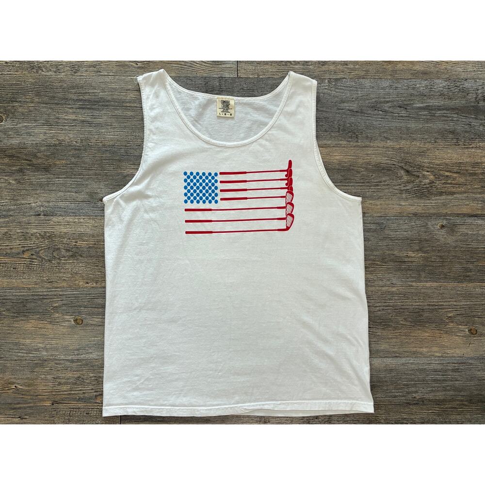 American Patriotic Golf Tank Top Men’s Large Red White Blue 4th of July